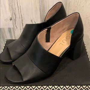 Black open toe dress shoe